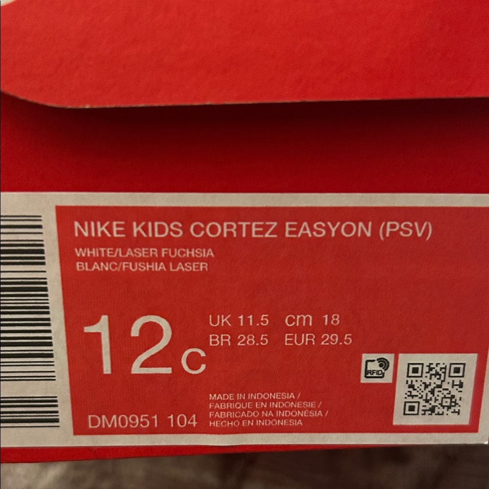 Nike Kids Cortez Easyon - White and Laser Fuchsia
